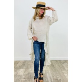 It's Natural Linen Hi-Low Elongated Tunic