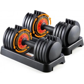 Adjustable Dumbbell Set 25LB 55LB Weights Dumbbells Set of 2 Adjustable Dumbbells with Anti-Slip Metal Handle 5-in-1  Weights Set for Home Gym Exercise & Fitness Dumbbells