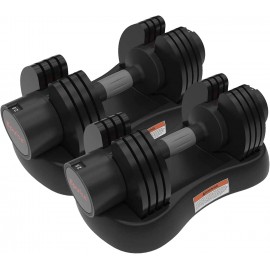 27.5lb/50lb Adjustable Dumbbell Set Dial Adjustable Dumbbell with Handle and Weight Plate Fast Adjust Weight by Turning Handle, Great for Full Body Workout