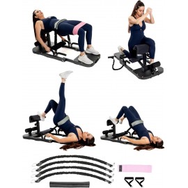 Hip Thrust Machine & Sissy Squat Machine - Hip Thrust Bench, Glute Machine - Squat Workout Machine, Booty and Legs Builder, Glutes Workout Equipment for Home-Gym with 4 Rope Band