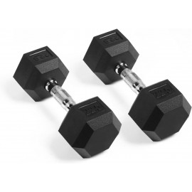 LIONSCOOL Rubber Encased Hex Dumbbells in Pairs or Single, Hand Dumbbell Weight with Metal Handle for Strength Training, Resistance Training, Build Muscle and Full Body Workout, 5-65lbs