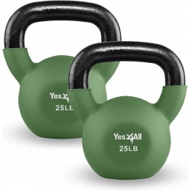 Yes4All Neoprene Coated/Adjustable Kettlebell & Kettlebell Sets - Hand Weights for Home Gym & Dumbbell Weight Set training