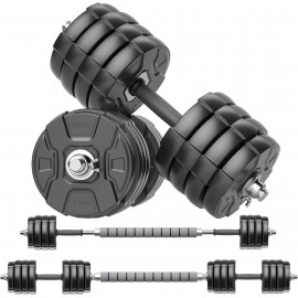 Heavy Adjustable Dumbbell Barbell Set - RUNWE 100 90 70lb Weight set for Option, Metal Dumbbell Grip and Barbell Bar, 1 Center Hole Weight Plate, 3-in-1 Adjustable dumbbell, Barbell and Push-up Stand