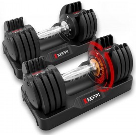 Keppi Adjustable Dumbbells Set-25lb Dumbbells with Anti-Slip Metal Handle for Exercise & Fitness Fast Adjust Weight for Full Body Workout Fitness