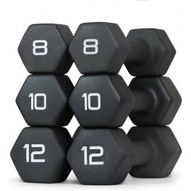 CAPHAUS Black Neoprene Coated Dumbbell Combo, Anti-Slip & Anti-Rolling, Neoprene Coated Exercise & Fitness Hand Weight for Home Use and Personal Training Studio