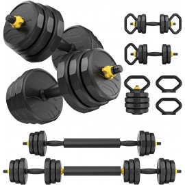 FEIERDUN Adjustable Dumbbells, 40/66lbs  Weight Set with 4 Modes, Used as Barbell, Kettlebells, Push up Stand, Fitness Exercises for Home Gym Suitable Men/Women