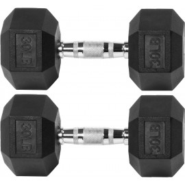 Signature Fitness Rubber Encased Hex Dumbbell, Multiple Sizes