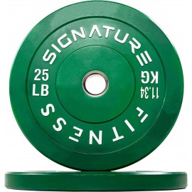 Signature Fitness 2 Olympic Bumper Plate Weight Plates with Steel Hub