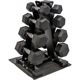 HulkFit Heavy-Duty Dumbbell Storage Rack Stand with Dumbbells and Mat - 4 Tier A-Shape, 100lb Set