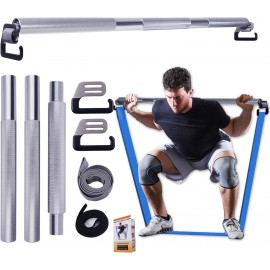 J Bryant Fitness Resistance Band Exercise Bar Large Hook 37.8 Length With Handles Heavy Duty Bar