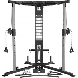 DONOW Cable Crossover Machine, Cable Fly Machine Home Gym System Workout Station with Dual Pulley System Pull-Up Bar Cable Bar and LAT Pull Down System