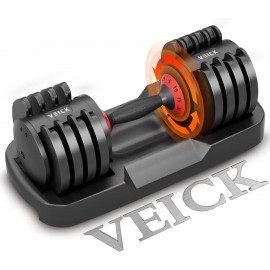 VEICK Adjustable Dumbbell Set, 5 in 1  Dumbbell for Men and Women, Black Dumbbell for Home Gym, Full Body Workout Fitness, Fast Adjust by Turning Handle (25/55 LB)