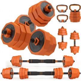 Adjustable Dumbbell Set, 44LBS  Weights Dumbbells, 4 in 1 Weight Set, Dumbbell Barbell Kettlebell Push-up, Home Gym Fitness Workout Equipment for Men and Women