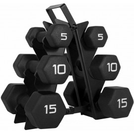 CAPHAUS Black Neoprene Coated Dumbbell Combo, Anti-Slip & Anti-Rolling, Neoprene Coated Exercise & Fitness Hand Weight for Home Use and Personal Training Studio