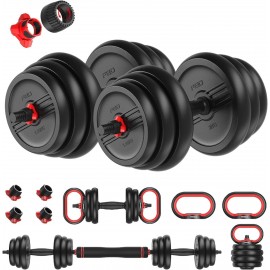 FEIERDUN Adjustable Dumbbells, 20/30/40/50/70/90lbs  Weight Set with Connector, 4 in1 Dumbbells Set Used as Barbell, Kettlebells, Push up Stand, Fitness Exercises for Home Gym Suitable Men/Women