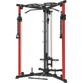 Cable Crossover Machine, Functional Trainer with 17 Adjustable Positions, Home Gym Equipment with Pulley System, Cable Fly Machine and LAT Pulldown System Home Gym(Red)