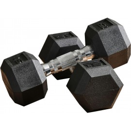 Soozier 2 x 15lbs Hex Dumbbell Set of 2, Rubber Weights Exercise Fitness Dumbbell with Non-Slip Handles, Anti-roll, for Women or Men Home Gym Workout