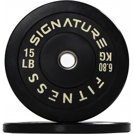 Signature Fitness 2 Olympic Bumper Plate Weight Plates with Steel Hub