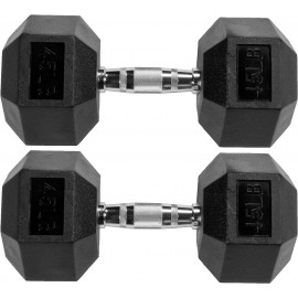 Signature Fitness Premium Rubber Encased Hex Dumbbell, Pairs