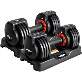 25/55 lbs Pair Adjustable Dumbbell Set, Fast Adjust Dumbbell Weight for Exercises Pair Dumbbells for Men and Women in Home Gym Workout Equipment, Dumbbell with Tray Suitable for Full Body