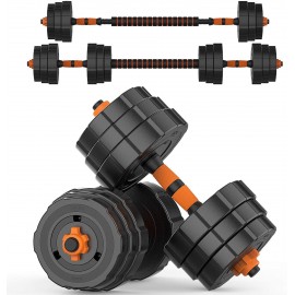 Adjustable Weights Dumbbells Set, 44lbs BOSWELL 2 in 1 Weights Barbell Dumbbells Non-Slip Neoprene Hand with Connecting Rod for Adults Women Men Fitness,Home Gym Exercise Training Equipment YA018