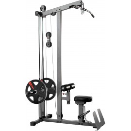 XMark LAT Pull Down and Low Row Cable Machine, Heavy Duty LAT Machine with High and Low Pulley Stations, Row Machine, Upper Body Machine