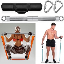 DASKING Detachable Resistance Bands Bar 30/35.4/38.5 Length Workout Bar Exercise Bar Max Load 500LBS for Home Gym Workout Full Body Workout Power Lifting Fitness Bar