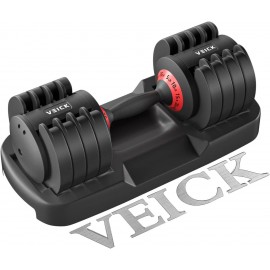 VEICK Adjustable Dumbbell, 25 lb Dumbbell for Men and Women, Fast Adjust Weight by Turning Handle, Black Dumbbell with Tray Suitable for Home Gym Full Body Workout Fitness