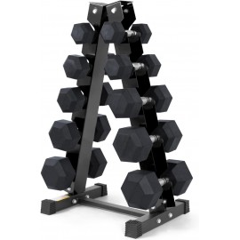 RitFit 5-300LBS Rubber Encased Hex Dumbbell Sets with Optional Rack for Home Gym, Coated Hand Weights for Strength Training, Workouts