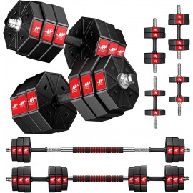 Adjustable Weights Dumbbells Set, 44Lbs 66Lbs 88Lbs 3 in 1 Adjustable Weights Dumbbells Barbell Set, Home Fitness Weight Set Gym Workout Exercise Training with Connecting Rod for Men Women