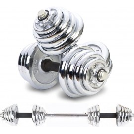 Cast Iron Adjustable Dumbbells Weight Set to 110 Lbs,  Weight with Connecting Rod Used As Barbell, for Men and Women Home Gym Work Out Training Fitness Equipment All-Purpose