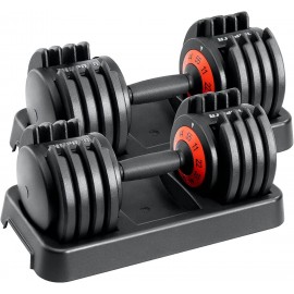 25/55 lbs Pair Adjustable Dumbbell Set, Adjust Dumbbell Weight for Exercises Pair Dumbbells for Men and Women in Home