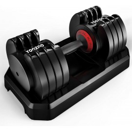 Adjustable Dumbbells Single Dumbbell and Tray, 6.6-44lbs quickly adjusted the weight by rotating the handle,handle covered by non-slip silicone,suitable for whole body exercise and fitness