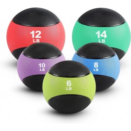 RitFit Weighted Medicine Ball - Non-Slip Rubber Shell & Dual Texture Grip - Workout Exercise Ball for Core Strength, Balance Training, Coordination Fitness - Multiple Weights & Colors