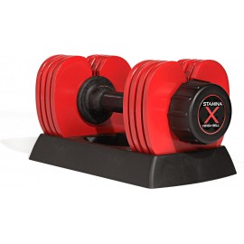 Stamina X Versa-Bell Adjustable Dumbbell 10-50 lb w/ Smart Workout App - 9 in 1 Adjustable Weight Set - Strength Training Equipment for Home Gym Weightlifting