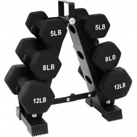 BalanceFrom Black Neoprene Coated Dumbbell Set with Stand, 50-Pound Set (3 Pairs of 5lbs, 8lbs and 12lbs)