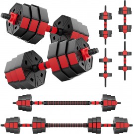 Professional Grade Adjustable Weights Dumbbells Set of 2 Weight Set for Home Gym 3 In 1 Used as Barbell, Dumbbell, Push up Bars 44LB/66LB  Weights Dumbbells Set for Women and Men