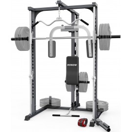 DONOW Smith Machine, Power Rack Squat Rack Power Cage Home Gym System with LAT-Pull Down System Chest Station Landmine for Home Gym 2000lbs New Version