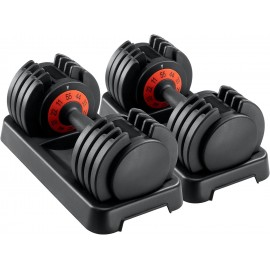 ACCPO Adjustable Dumbbells Set,25/55LB Dumbbell Pair,Fast Adjustment Weight Dumbbell by Turning Anti-slip Handle,Strength Training Dumbbell with Tray Suitable for Men Women Full Body Exercise