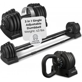 Lifepro Adjustable Dumbbells - 15Lb 25Lb 43Lb 55Lb 90Lb 6in1 Dumbbells Adjustable Weight, Compact Quick Adjustable Dumbbells set/single for Full Body Exercise & Fitness Home Gym