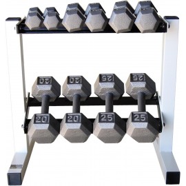 Cap Barbell Solid Hex Dumbbell Set with Rack (150 Pound)