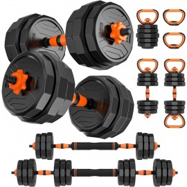 XDDIAS 6-in-1 Adjustable Dumbbells Set,44/66lbs Adjustable Weights Dumbbells Barbell Set with Connector,Used as Barbell, Kettlebells, Push up Stand,Fitness Exercises for Home Gym Suitable Men/Women