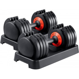 AOTOB 25/55 lbs (Pair) Adjustable Dumbbell Set, Dumbbells Adjustable Weight with Anti-Slip Fast Adjust Turning Handle, Dumbbell Sets Adjustable for Men and Women, Dumbbells Pair for Home Gym Exercise