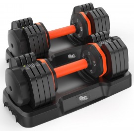 25LB 55LB Adjustable Dumbbells Set, 5LB to 25LB Dumbbells Pair,15LB to 55LB Adjustable Dumbbells of 2, Home Gym Weight Dumbbells Set 50lbs/110lbs, Anti-Slip Handle for Exercise Equipment