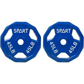 SPART Color Coded Weight Plate 2-Inch Cast Iron Tri-Grip Plate for Barbell,Solid Cast Iron Olympic Weight Plates for Strength Training, Weightlifting, Crossfit, 2.5/5/10/15/25/35/45LB, Single/Pair/Set