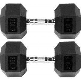 Signature Fitness Premium Rubber Encased Hex Dumbbell, Pairs