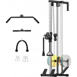 Cable Station, Cable Crossover Machine Wall Mounted LAT Pulldown Workout Machine Cable Pulley System Gym with LAT Pull Down Attachments for Functional Trainer Workout Machines for Home Gym