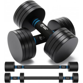 Northdeer V2.0 Upgraded Adjustable Steel Dumbbells 40LB / 60LB - 2 in 1 Dumbbell Barbell Set for Home Gym Workout - Compatible with V1.0 Dumbbells