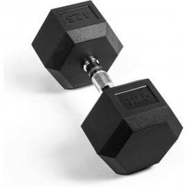 LIONSCOOL Rubber Encased Hex Dumbbells in Pairs or Single, Hand Dumbbell Weight with Metal Handle for Strength Training, Resistance Training, Build Muscle and Full Body Workout, 5-65lbs