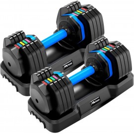 Merax Adjustable Dumbbells  Weights Dumbbells Set with Connector Non-Rolling 5 in 1 Dumbbell Set with Anti-Slip Handle Fitness Exercises Training Equipment for Home Gym Suitable Men/Women 15lb, 25lb, 35lb, 45lb, 55lb, 110lbs